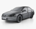 Honda Accord 2007 3D 모델  wire render