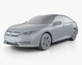 Honda Civic LX с детальным интерьером 2019 3D модель clay render