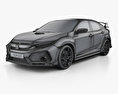 Honda Civic Type-R 프로토타입 해치백 인테리어 가 있는 2019 3D 모델  wire render