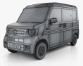 Honda N-Van Style Fun 인테리어 가 있는 2021 3D 모델  wire render