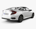 Honda Civic LX 轿车 2022 3D模型 后视图