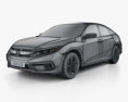 Honda Civic LX 세단 2022 3D 모델  wire render