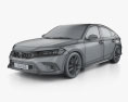 Honda Civic eHEV Fließheck 2024 3D-Modell wire render