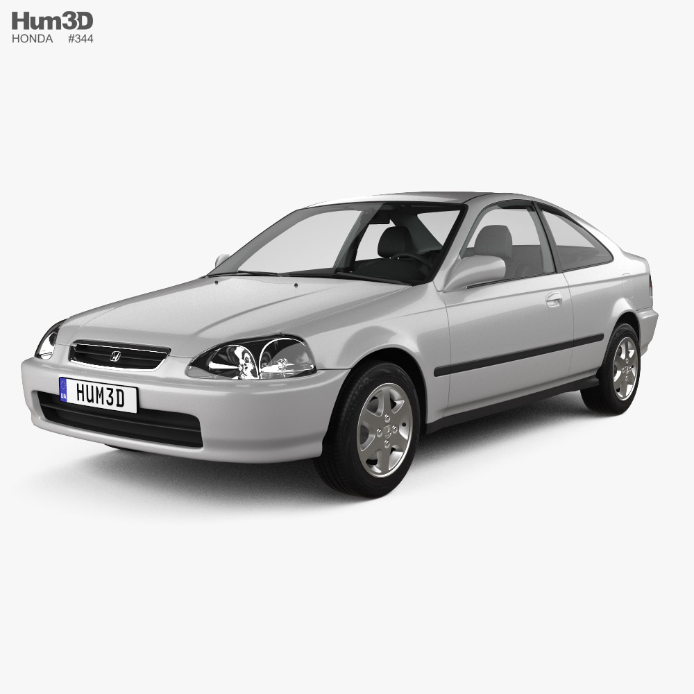 Honda Civic coupe with HQ interior 1996 3D model