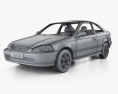 Honda Civic купе з детальним інтер'єром 1999 3D модель wire render
