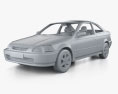 Honda Civic купе з детальним інтер'єром 1999 3D модель clay render