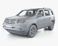 Honda Pilot with HQ interior and engine 2015 3d model clay render
