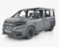Honda StepWGN ModuloX インテリアと 2024 3Dモデル wire render