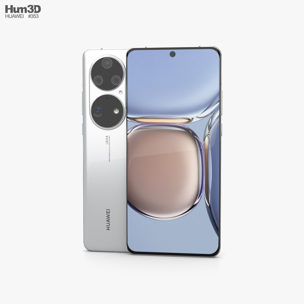 Huawei P50 Pro 白い 3Dモデル