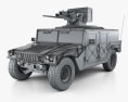 Hummer H1 M242 Bushmaster HQインテリアと 2011 3Dモデル wire render