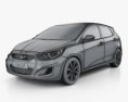 Hyundai Accent (i25) 掀背车 2015 3D模型 wire render