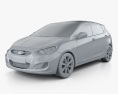 Hyundai Accent (i25) 해치백 2015 3D 모델  clay render