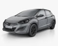 Hyundai i30 5门 掀背车 (EU) 2015 3D模型 wire render