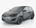 Hyundai i20 трьохдверний 2015 3D модель wire render
