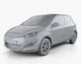Hyundai i20 трьохдверний 2015 3D модель clay render