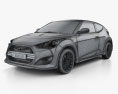 Hyundai Veloster Turbo HQインテリアと 2017 3Dモデル wire render