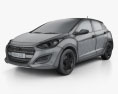 Hyundai i30 5-Türer 2018 3D-Modell wire render
