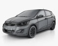 Hyundai Accent (RB) с детальным интерьером 2016 3D модель wire render