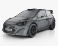 Hyundai i20 WRC with HQ interior 2012 3d model wire render