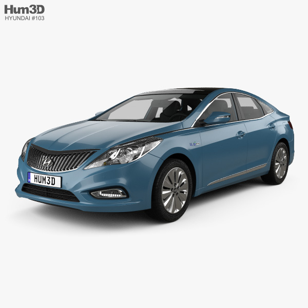 Hyundai Grandeur (HG) ハイブリッ HQインテリアと 2014 3Dモデル