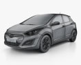 Hyundai i30 5ドア HQインテリアと 2018 3Dモデル wire render