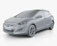 Hyundai i30 5 porte con interni 2018 Modello 3D clay render