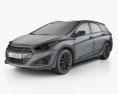 Hyundai i40 wagon с детальным интерьером 2015 3D модель wire render