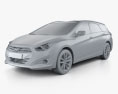 Hyundai i40 wagon 인테리어 가 있는 2015 3D 모델  clay render