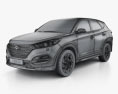 Hyundai Tucson HQインテリアと 2019 3Dモデル wire render
