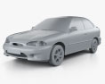 Hyundai Excel Sprint 1998 3D 모델  clay render