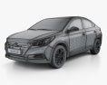 Hyundai Verna (Accent) 2020 3d model wire render