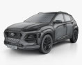 Hyundai Kona 2021 3D 모델  wire render