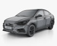 Hyundai Solaris (HCR) 2020 3d model wire render