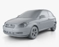Hyundai Accent (MC) 掀背车 3门 2011 3D模型 clay render