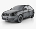Hyundai Accent (MC) 轿车 2011 3D模型 wire render