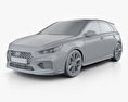 Hyundai i30 N hatchback 2020 3d model clay render