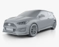 Hyundai Veloster N з детальним інтер'єром 2022 3D модель clay render