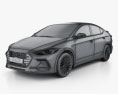 Hyundai Avante Sport HQインテリアと 2020 3Dモデル wire render