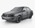 Hyundai Elantra (XD) CN-spec HQインテリアと 2013 3Dモデル wire render