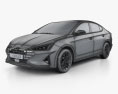 Hyundai Elantra Limited 2022 3D 모델  wire render