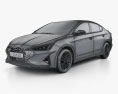 Hyundai Elantra Sport Premium 2022 3D 모델  wire render