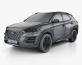 Hyundai Tucson 2020 3D模型 wire render