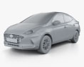 Hyundai HB20 S 2022 Modello 3D clay render