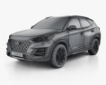 Hyundai Tucson HQインテリアと 2021 3Dモデル wire render