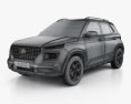 Hyundai Venue с детальным интерьером 2021 3D модель wire render