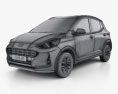 Hyundai i10 Grand Nios с детальным интерьером 2023 3D модель wire render
