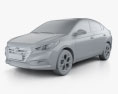 Hyundai Verna CN-spec Sedán con interior 2017 Modelo 3D clay render