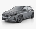 Hyundai i20 2024 3D 모델  wire render