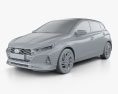 Hyundai i20 2024 3d model clay render