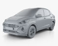 Hyundai i10 Grand 轿车 2023 3D模型 clay render